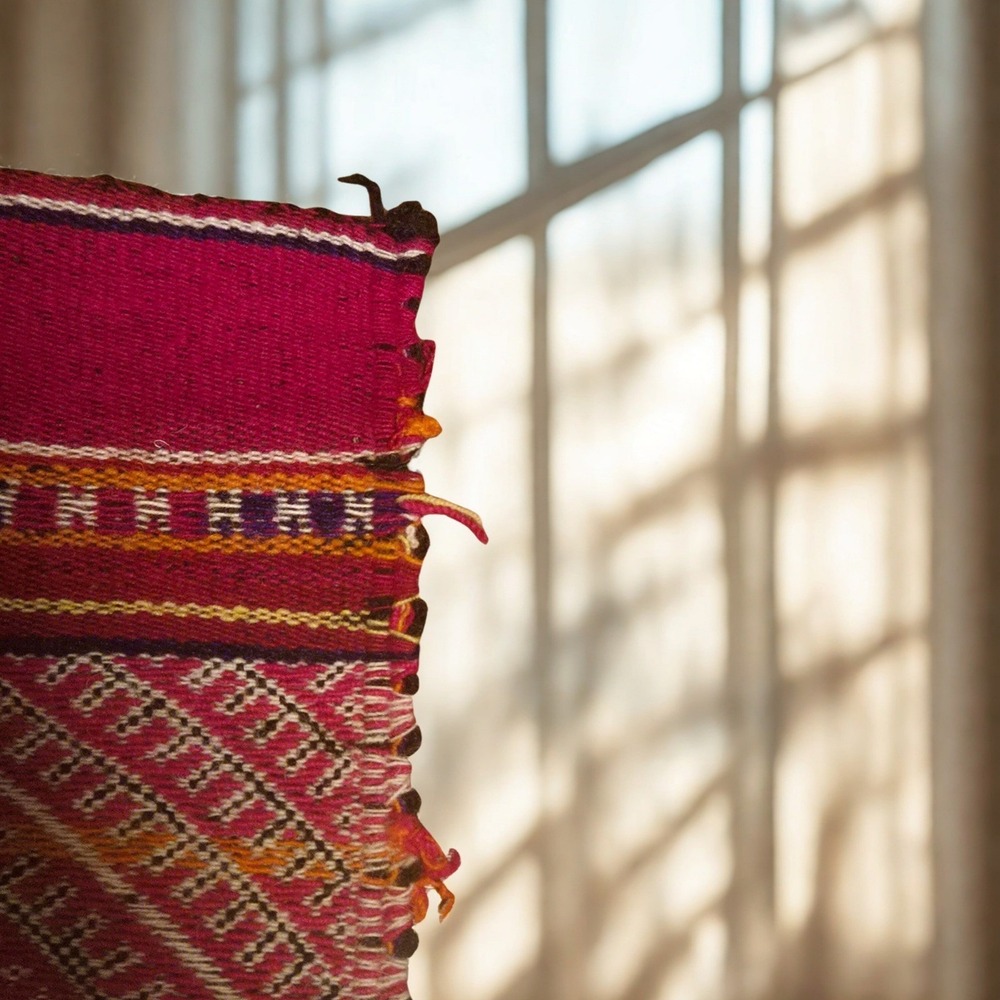 Handwoven Global Interiors Mayan Folk Art Textile Indigenous Bohemian Folk 50x44 - Picture 2 of 7